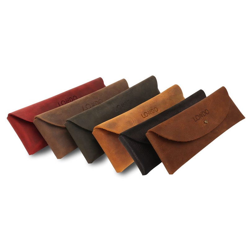 Londo Genuine Leather Retro Pen and Pencil Case - Metal Snap Fastener, Pencil Pouch Stationery Bag - Image 5